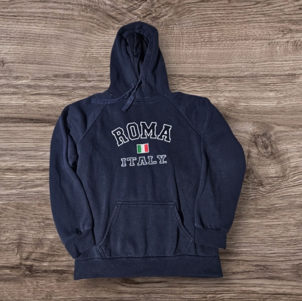 VTG/90s ROMA ITALY Pullover‎ Hoodie Navy Italia Long Sleeve Sweater LARGE by NOS